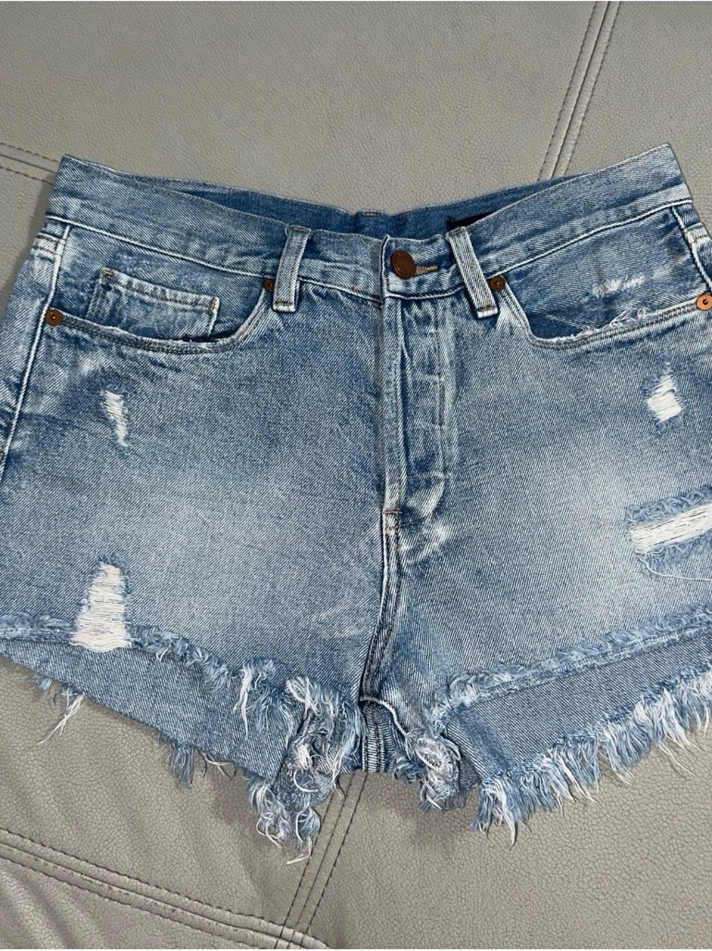 Blank NYC Light Blue Distressed High-Rise Denim Shorts